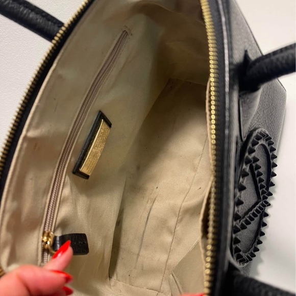 VALENTINO Black Leather Satchel Elegant Travel Bag w detachable crossbody strap - Picture 9 of 9